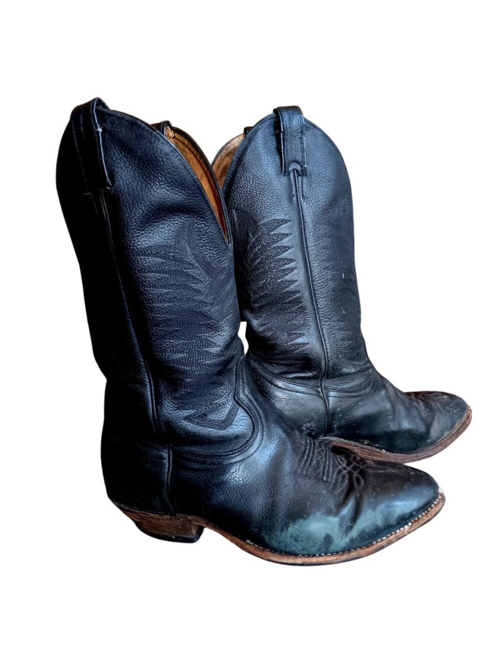 Vintage Boulet 9 3E Cowboy Boots Wide Black Leather Western USA